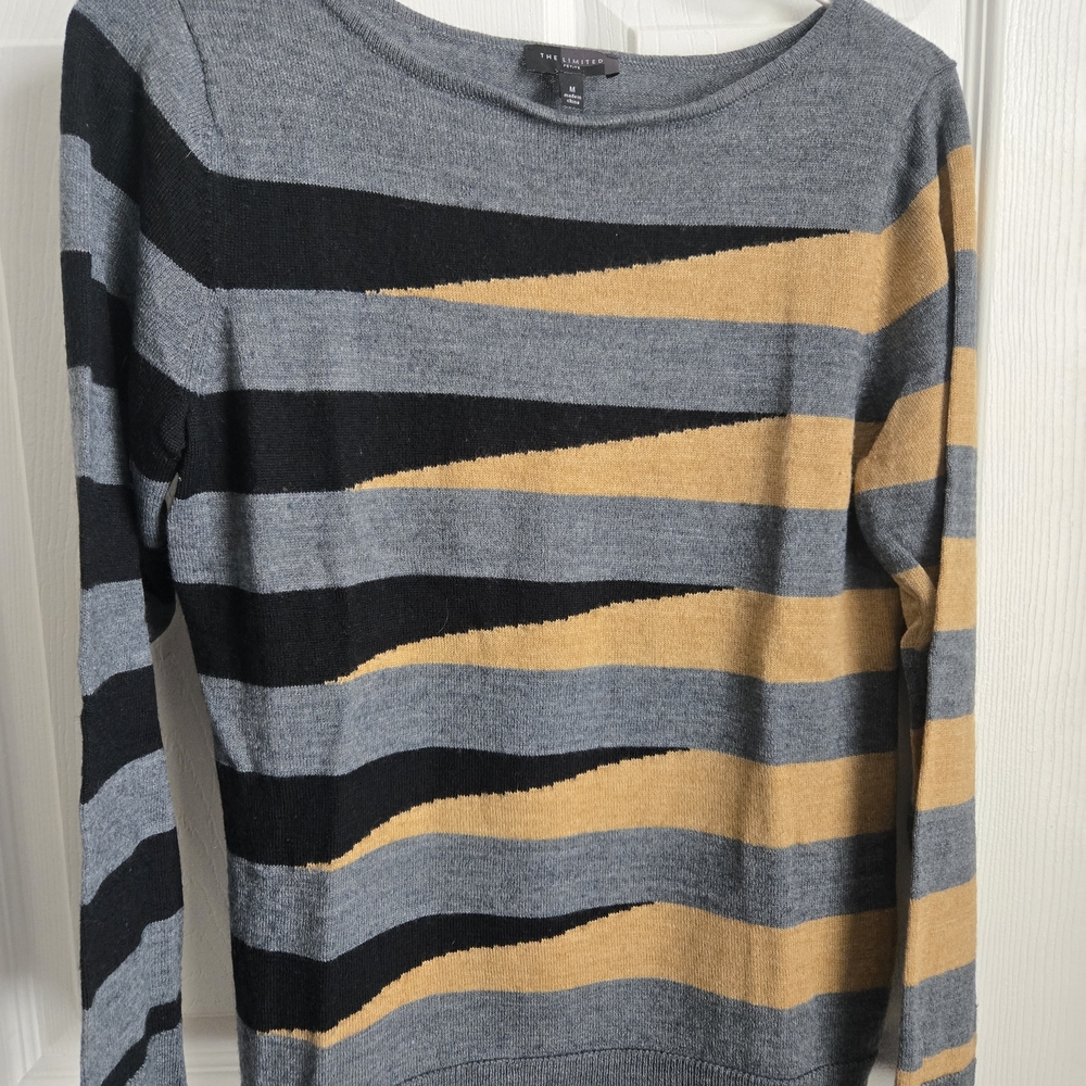 Striped Gray and Gold Sweater